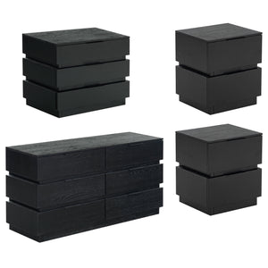 Safavieh Titus 2 Drawer Stacked Nightstand – Elegant Solid Wood Design With Spacious Storage For Your Essentials Black Wood ,Metal Sfv2197b