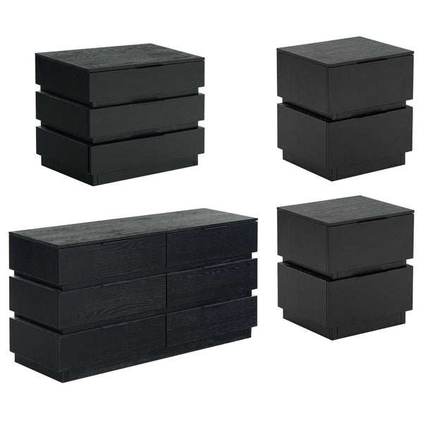 Safavieh TITUS 6 Drawer Stacked Dresser - Modern Elegance with Durable Design for Stylish Bedroom Storage Black SFV2199B