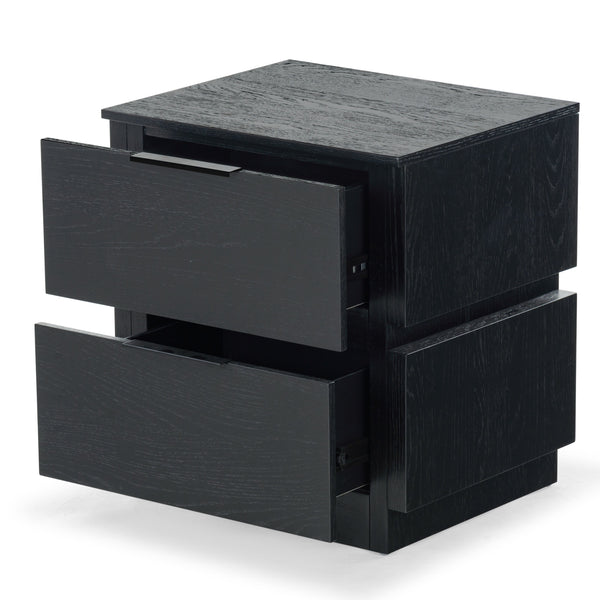 Safavieh Titus 2 Drawer Stacked Nightstand – Elegant Solid Wood Design With Spacious Storage For Your Essentials Black Wood ,Metal Sfv2197b