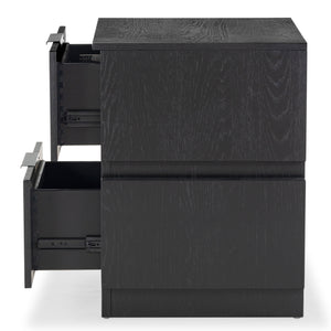 Safavieh Titus 2 Drawer Stacked Nightstand – Elegant Solid Wood Design With Spacious Storage For Your Essentials Black Wood ,Metal Sfv2197b