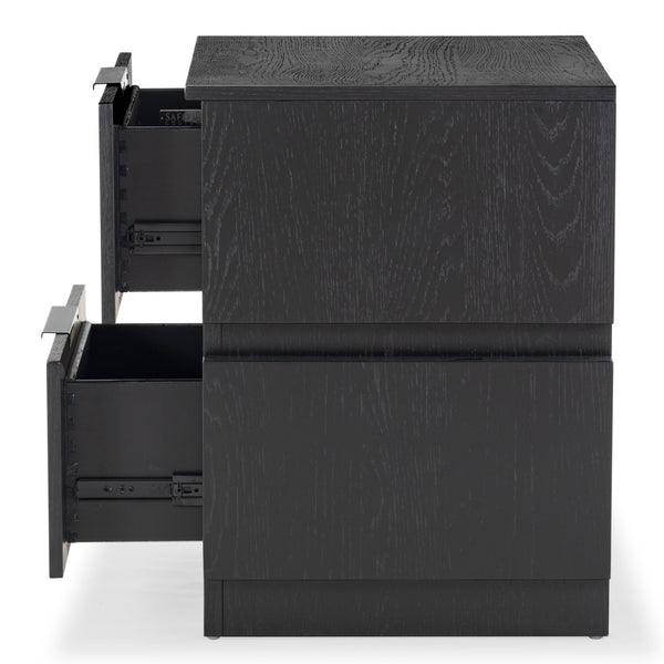 Safavieh Titus 2 Drawer Stacked Nightstand – Elegant Solid Wood Design With Spacious Storage For Your Essentials Black Wood ,Metal Sfv2197b