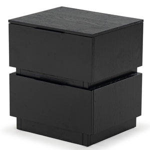Safavieh Titus 2 Drawer Stacked Nightstand – Elegant Solid Wood Design With Spacious Storage For Your Essentials Black Wood ,Metal Sfv2197b