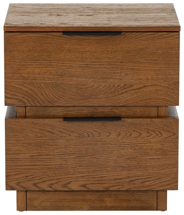 Safavieh Titus 2 Drawer Stacked Nightstand – Elegant Solid Wood Design With Spacious Storage For Your Essentials Medium Oak Wood ,Metal Sfv2197c