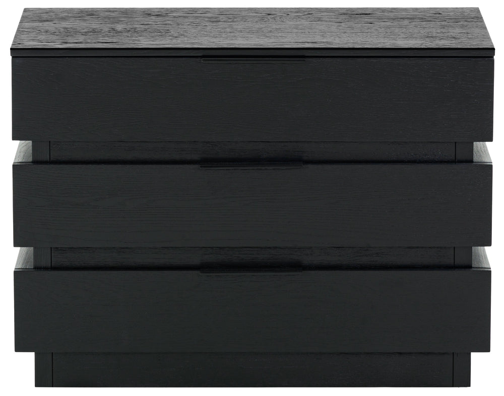 Safavieh Titus 3 Drawer Stacked Chest - Rustic Style, Durable Storage Solution With Iron Accents For Home Elegance Black Wood ,Metal Sfv2198b