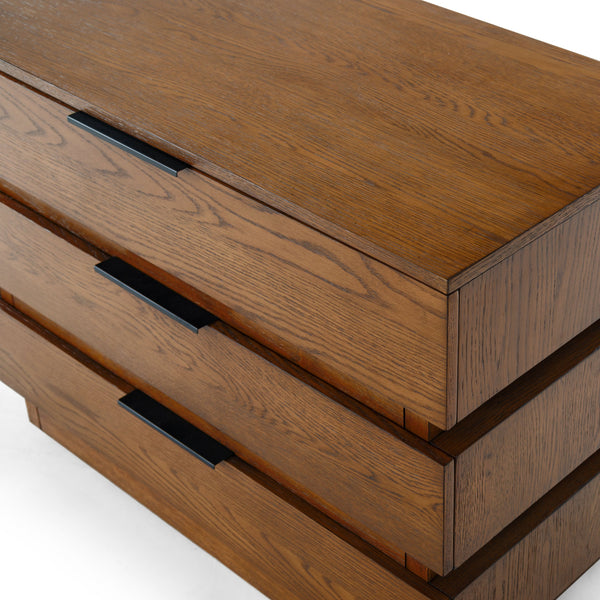 Safavieh Titus 3 Drawer Stacked Chest - Rustic Style, Durable Storage Solution With Iron Accents For Home Elegance Medium Oak Wood ,Metal Sfv2198c