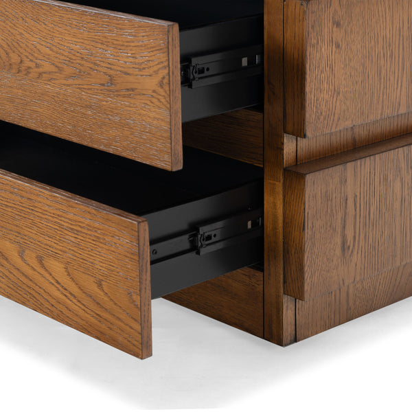 Safavieh Titus 3 Drawer Stacked Chest - Rustic Style, Durable Storage Solution With Iron Accents For Home Elegance Medium Oak Wood ,Metal Sfv2198c