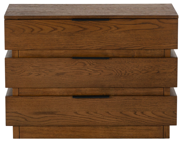 Safavieh Titus 3 Drawer Stacked Chest - Rustic Style, Durable Storage Solution With Iron Accents For Home Elegance Medium Oak Wood ,Metal Sfv2198c