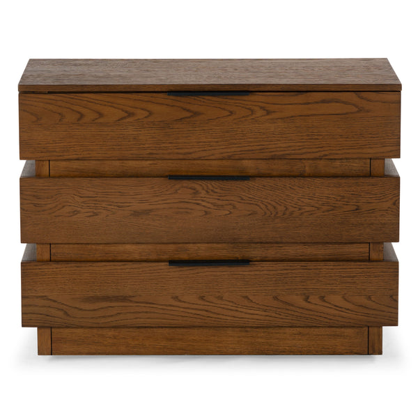 Safavieh Titus 3 Drawer Stacked Chest - Rustic Style, Durable Storage Solution With Iron Accents For Home Elegance Medium Oak Wood ,Metal Sfv2198c