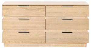 Safavieh Titus 6-drawer Stacked Dresser - Stylish Solid Wood Storage Solution For Modern Bedrooms And Homes Oak Wood ,Metal Sfv2199a
