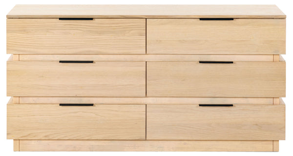 Safavieh Titus 6-drawer Stacked Dresser - Stylish Solid Wood Storage Solution For Modern Bedrooms And Homes Oak Wood ,Metal Sfv2199a