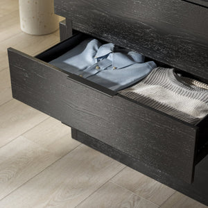 Safavieh Titus 6-drawer Stacked Dresser - Stylish Solid Wood Storage Solution For Modern Bedrooms And Homes Black Wood ,Metal Sfv2199b