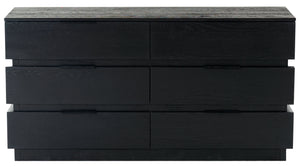 Safavieh Titus 6-drawer Stacked Dresser - Stylish Solid Wood Storage Solution For Modern Bedrooms And Homes Black Wood ,Metal Sfv2199b