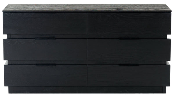 Safavieh Titus 6-drawer Stacked Dresser - Stylish Solid Wood Storage Solution For Modern Bedrooms And Homes Black Wood ,Metal Sfv2199b