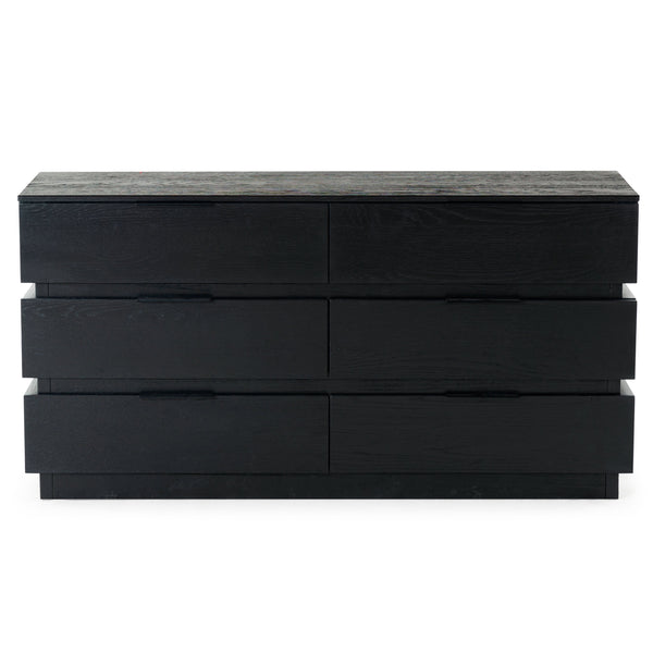 Safavieh Titus 6-drawer Stacked Dresser - Stylish Solid Wood Storage Solution For Modern Bedrooms And Homes Black Wood ,Metal Sfv2199b