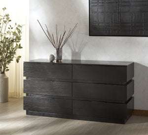 Safavieh Titus 6-drawer Stacked Dresser - Stylish Solid Wood Storage Solution For Modern Bedrooms And Homes Black Wood ,Metal Sfv2199b