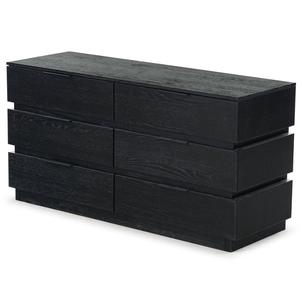 Safavieh Titus 6-drawer Stacked Dresser - Stylish Solid Wood Storage Solution For Modern Bedrooms And Homes Black Wood ,Metal Sfv2199b