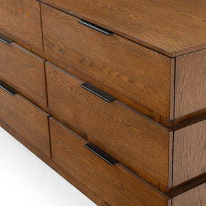 Safavieh Titus 6-drawer Stacked Dresser - Stylish Solid Wood Storage Solution For Modern Bedrooms And Homes Medium Oak Wood ,Metal Sfv2199c