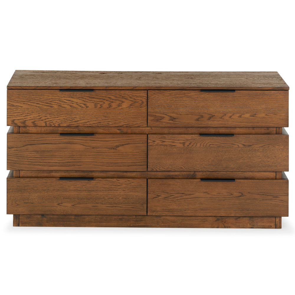 Safavieh Titus 6-drawer Stacked Dresser - Stylish Solid Wood Storage Solution For Modern Bedrooms And Homes Medium Oak Wood ,Metal Sfv2199c