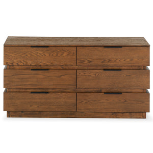 Safavieh Titus 6-drawer Stacked Dresser - Stylish Solid Wood Storage Solution For Modern Bedrooms And Homes Medium Oak Wood ,Metal Sfv2199c