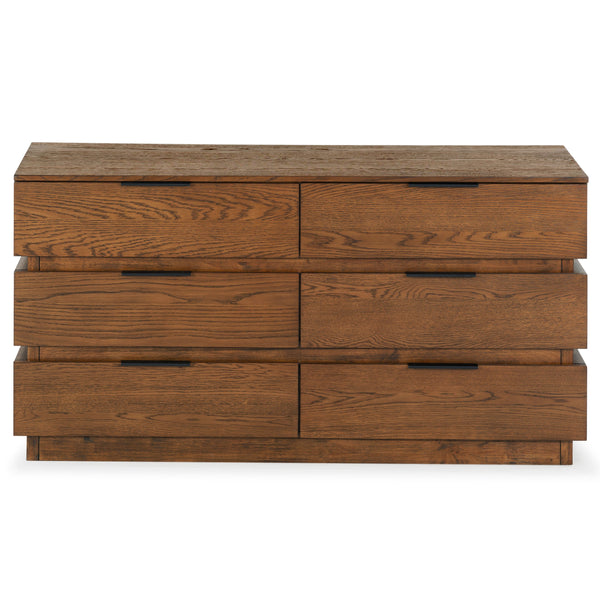 Safavieh Titus 6-drawer Stacked Dresser - Stylish Solid Wood Storage Solution For Modern Bedrooms And Homes Medium Oak Wood ,Metal Sfv2199c
