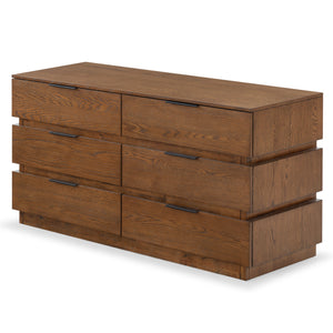 Safavieh Titus 6-drawer Stacked Dresser - Stylish Solid Wood Storage Solution For Modern Bedrooms And Homes Medium Oak Wood ,Metal Sfv2199c