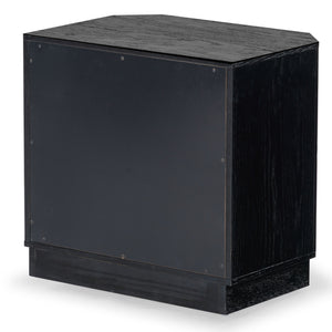 Safavieh Aerilyn Curved Front 2 Drawer Nightstand - Elegant Storage Solution With Modern Iron Frame Design Black Wood ,Metal Sfv2200a