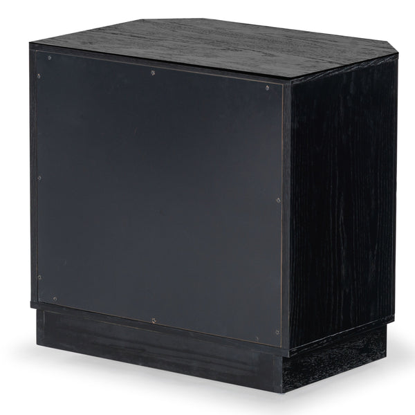 Safavieh Aerilyn Curved Front 2 Drawer Nightstand - Elegant Storage Solution With Modern Iron Frame Design Black Wood ,Metal Sfv2200a