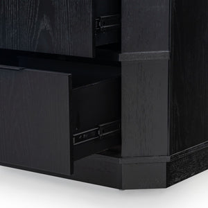 Safavieh AERILYN Curved Front Nightstand with 2 Spacious Drawers for Elegant Bedroom Storage Solutions Black SFV2200A