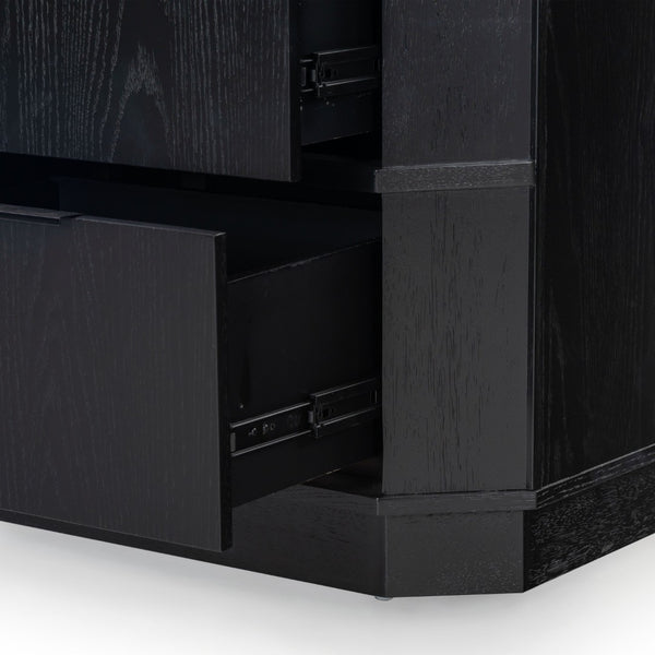 Safavieh AERILYN Curved Front Nightstand with 2 Spacious Drawers for Elegant Bedroom Storage Solutions Black SFV2200A