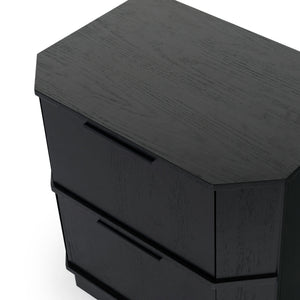 Safavieh Aerilyn Curved Front 2 Drawer Nightstand - Elegant Storage Solution With Modern Iron Frame Design Black Wood ,Metal Sfv2200a