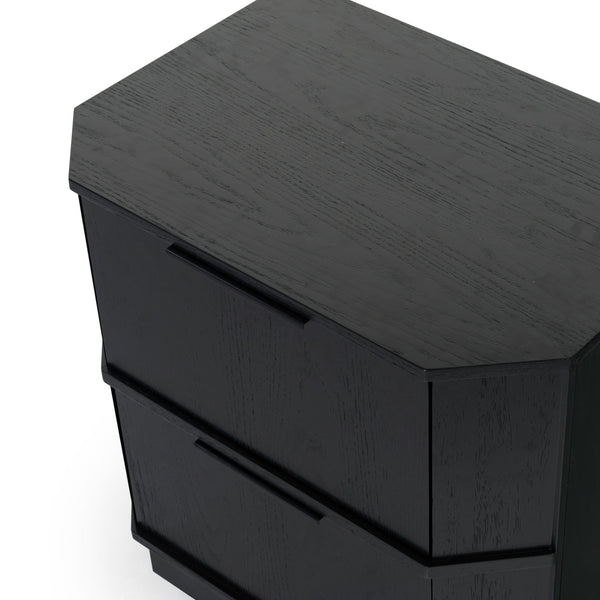 Safavieh Aerilyn Curved Front 2 Drawer Nightstand - Elegant Storage Solution With Modern Iron Frame Design Black Wood ,Metal Sfv2200a