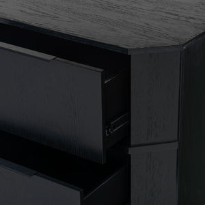 Safavieh Aerilyn Curved Front 2 Drawer Nightstand - Elegant Storage Solution With Modern Iron Frame Design Black Wood ,Metal Sfv2200a