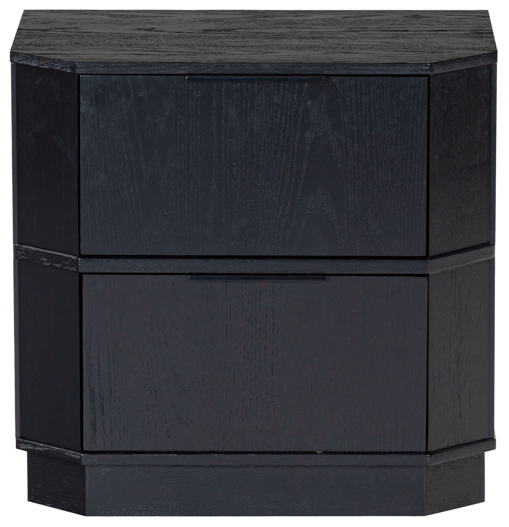Safavieh Aerilyn Curved Front 2 Drawer Nightstand - Elegant Storage Solution With Modern Iron Frame Design Black Wood ,Metal Sfv2200a