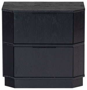 Safavieh Aerilyn Curved Front 2 Drawer Nightstand - Elegant Storage Solution With Modern Iron Frame Design Black Wood ,Metal Sfv2200a