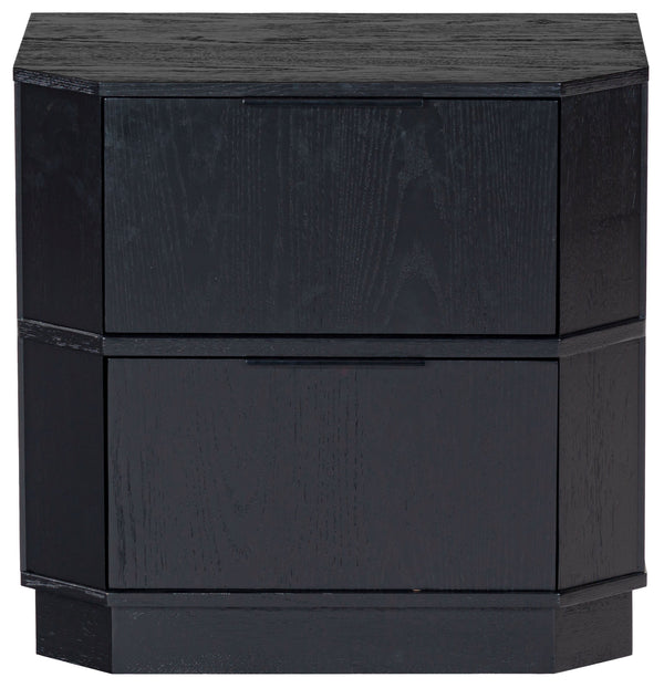 Safavieh Aerilyn Curved Front 2 Drawer Nightstand - Elegant Storage Solution With Modern Iron Frame Design Black Wood ,Metal Sfv2200a