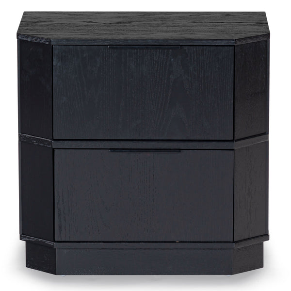 Safavieh Aerilyn Curved Front 2 Drawer Nightstand - Elegant Storage Solution With Modern Iron Frame Design Black Wood ,Metal Sfv2200a