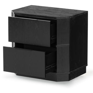 Safavieh Aerilyn Curved Front 2 Drawer Nightstand - Elegant Storage Solution With Modern Iron Frame Design Black Wood ,Metal Sfv2200a