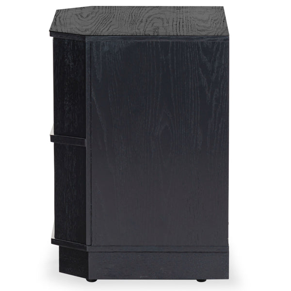 Safavieh Aerilyn Curved Front 2 Drawer Nightstand - Elegant Storage Solution With Modern Iron Frame Design Black Wood ,Metal Sfv2200a