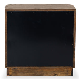 Safavieh Aerilyn Curved Front 2 Drawer Nightstand - Elegant Storage Solution With Modern Iron Frame Design Medium Oak Wood ,Metal Sfv2200b