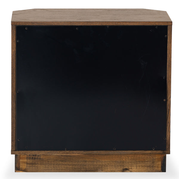 Safavieh Aerilyn Curved Front 2 Drawer Nightstand - Elegant Storage Solution With Modern Iron Frame Design Medium Oak Wood ,Metal Sfv2200b