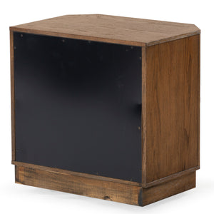 Safavieh Aerilyn Curved Front 2 Drawer Nightstand - Elegant Storage Solution With Modern Iron Frame Design Medium Oak Wood ,Metal Sfv2200b