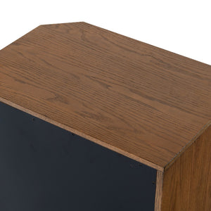 Safavieh AERILYN Curved Front Nightstand with 2 Spacious Drawers for Elegant Bedroom Storage Solutions Medium Oak SFV2200B