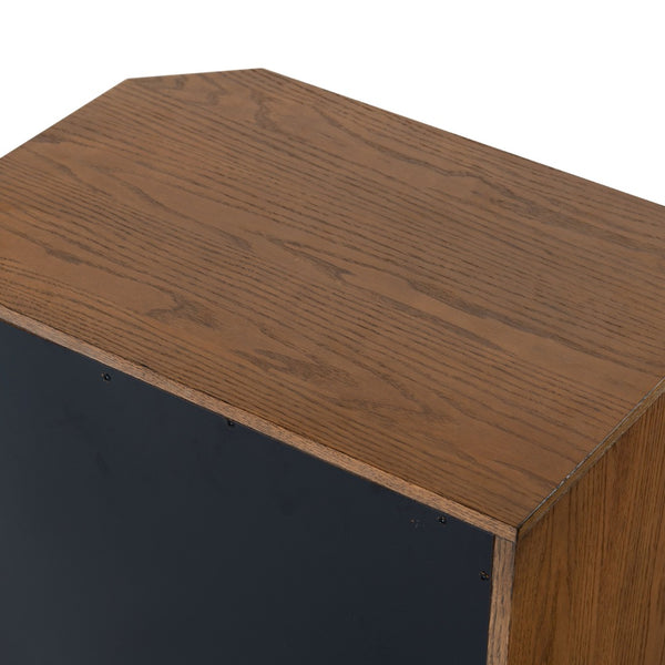 Safavieh AERILYN Curved Front Nightstand with 2 Spacious Drawers for Elegant Bedroom Storage Solutions Medium Oak SFV2200B