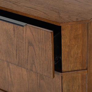 Safavieh Aerilyn Curved Front 2 Drawer Nightstand - Elegant Storage Solution With Modern Iron Frame Design Medium Oak Wood ,Metal Sfv2200b