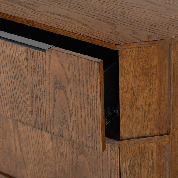 Safavieh Aerilyn Curved Front 2 Drawer Nightstand - Elegant Storage Solution With Modern Iron Frame Design Medium Oak Wood ,Metal Sfv2200b