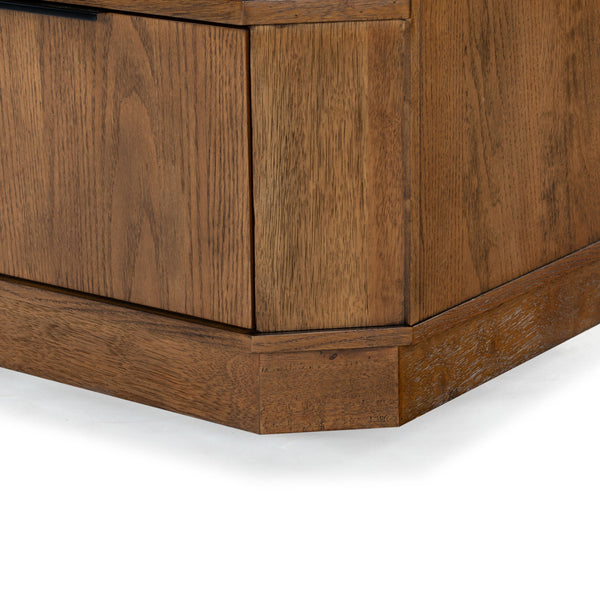 Safavieh Aerilyn Curved Front 2 Drawer Nightstand - Elegant Storage Solution With Modern Iron Frame Design Medium Oak Wood ,Metal Sfv2200b