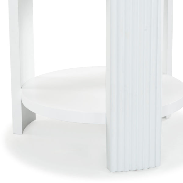 Safavieh Liabella Round Wood Accent Table - Elegant Design For Stylish Living Spaces And Timeless Décor White Manufactured Wood ,Unsaturated Polyester Resin Sfv2202a