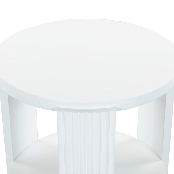 Safavieh Liabella Round Wood Accent Table - Elegant Design For Stylish Living Spaces And Timeless Décor White Manufactured Wood ,Unsaturated Polyester Resin Sfv2202a