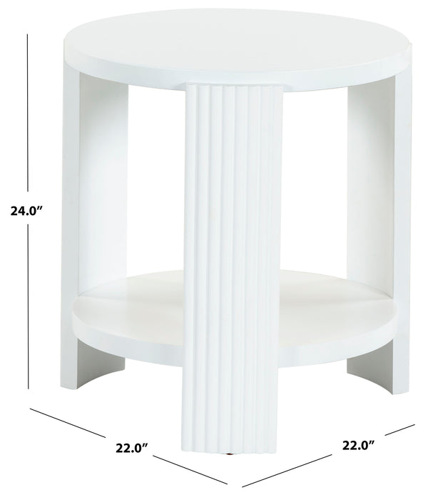 Safavieh Liabella Round Wood Accent Table - Elegant Design For Stylish Living Spaces And Timeless Décor White Manufactured Wood ,Unsaturated Polyester Resin Sfv2202a