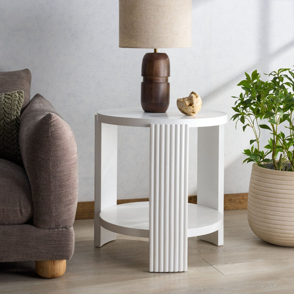 Safavieh LIABELLA Round Wood Accent Table - Modern Elegance for Living Rooms, Bedrooms, and Entryways White SFV2202A